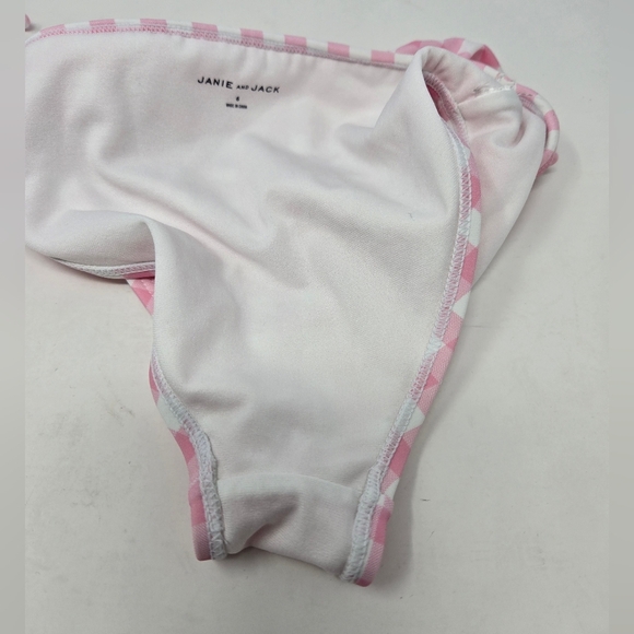 JANIE AND JACK BEGONIA PINK GINGHAM HALTER RUFFLE TWO PIECE BATHING SUIT GIRLS 6 - Picture 9 of 14
